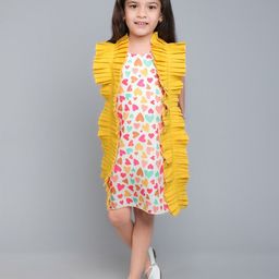Pink Chick Print Ruffled A-Line Dress-33