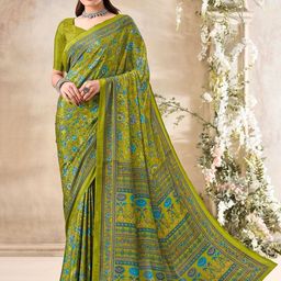 Reboot Fashions Floral Pure Crepe Bandhani Saree-image-43