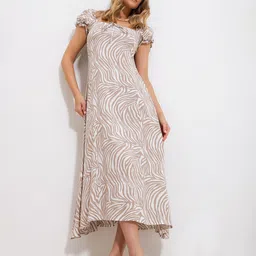 Trend Alacati stili Printed A-Line Midi Dress-image-24