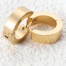 Young & Forever Unisex Stainless Steel Gold-Plated Circular Shaped Hoop Earrings-picture-46