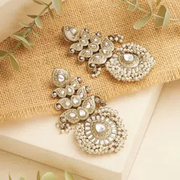 Zaveri Pearls Gold-Plated Pearls Beaded Contemporary Shaped Drop Earrings-40