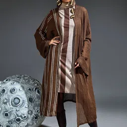 Banana Labs Women Self Design Cotton Crater Mesh Overcoat-image-16