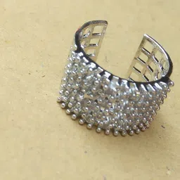 Zoey Silver-Plated Cubic Zirconia-Studded Adjustable Finger Ring image 3