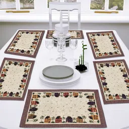 ANA 6-Pcs Beige & Violet Printed Rectangular Table Placemats-25