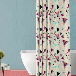 ArtzFolio Beige & Blue Printed Waterproof Shower Curtain-image-68