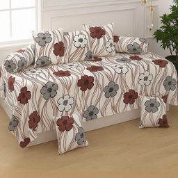 HIYANSHI HOME FURNISHING Diwan Set 1-SingleBedsheet,5 CushionCovers &2 Bolster Covers-image-91