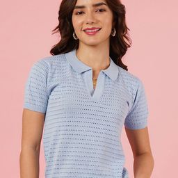 DressBerry Self Design Cotton Shirt Style Top-picture-56
