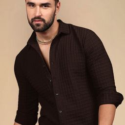 Moda Rapido Textured Spread Collar Long Sleeves Casual Shirt-picture-3
