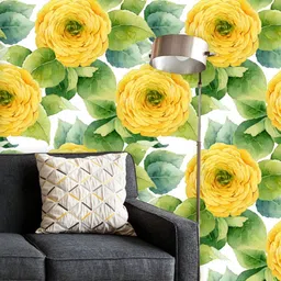 ArtzFolio Printed UV-Resistant Anti-Bacterial Yellow Ranunculus Pattern Peel & Stick Wallpaper-image-41