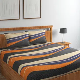 CHHILAKIYA Multicoloured Floral 210 TC King Bedsheet with 2 Pillow Covers-image-91