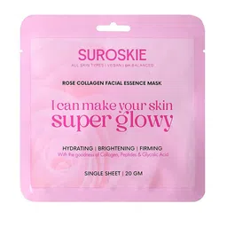 SUROSKIE Rose Collagen Facial Essence Mask With Collagen & Glycolic Acid - 20 g-25