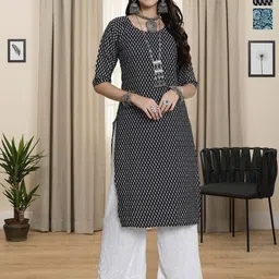 HERE&NOW Selection Of 2 Floral Printed Round Neck Straight Kurtas-image-80