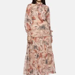 ISU Women Floral Printed Tie-Up Neck  Maxi Dress-image-40