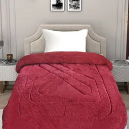 FABINALIV Maroon Geometric Woollen Heavy Winter Single Bed Quilt-picture-17