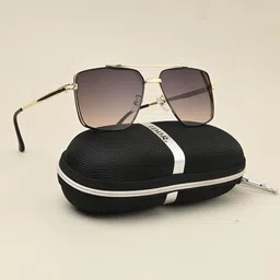 IDOR Unisex Square Sunglasses with UV Protected Lens IDOR-2411-GRDPUR-8