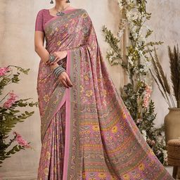 DIVASTRI Floral Poly Crepe Saree-image-46