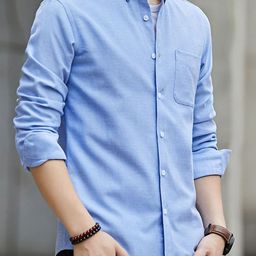 StyleCast Men Button-Down Collar Solid Cotton Casual Shirt-image-23