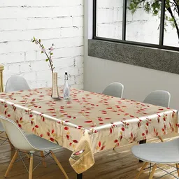 Dakshya Industries Gold-Toned Floral Waterproof Plastic 6-Seater Table Cover-image-49