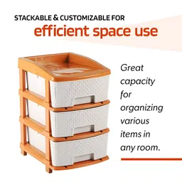 RUBOXA White & Orange Textured 3-Layer Multi-Purpose Organiser image 5