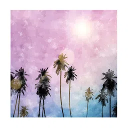 RANDOM Pink & Blue Palm Trees Floral And Botanical Canvas Wall Art-6