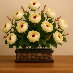 ARTSY White & Green Peony Artificial Flower With Pot-28