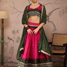SHRINGARINI Printed Ready to Wear Lehenga & Unstitched Blouse With Dupatta-picture-32