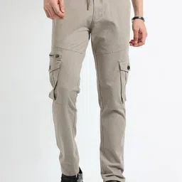 NEVER NEUD Men Relaxed Cargos Trousers-image-86