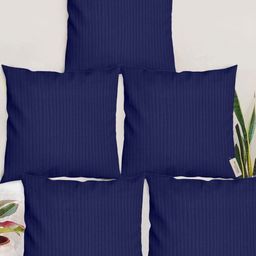 Blue Grass Blue 5 Pieces Striped Silk Square Cushion Covers-image-25