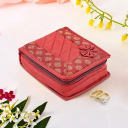 Kuber Industries Maroon Floral Self Design Jewellery Organiser-17