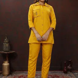 S.K.C Embroidered Three-Quarter Sleeves Shirt & Trouser-image-80