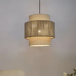 Fos Lighting Cream Textured 3-Tier Drum Pendant Ceiling Lamp-10