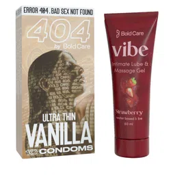 Bold Care Set Of 2 Vibe Strawberry Lube - 50 ml With Ultra Thin Vanilla Condoms - 10 Pcs-16