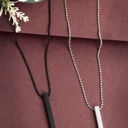 Roadster Rhodium-Plated Geometric Pendants with Chains-1