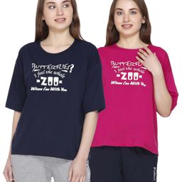 URBE-URBAN EVOLUTION Women Pack Of 2 Typography Printed Cotton Relaxed Fit T-shirts-image-86