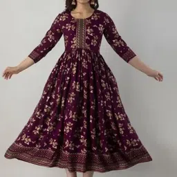 clothonus Women Floral Printed Gotta Patti Floral Maternity Anarkali Kurta-picture-19