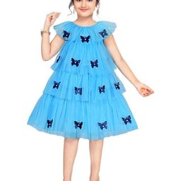 CHANDRIKA Girls Blue Viscose Rayon Dresses-image-18