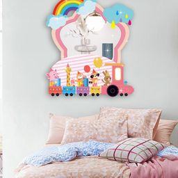 INDIAN ROYALS Multi Animals In Train Form With Acrylic Mirror Sticker-image-3