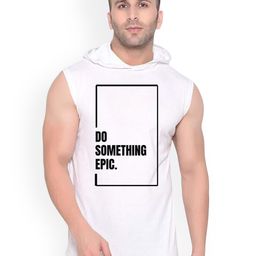 Fashnobic Do Something Epic Printed Hooded Gym Vest - K__Print-178_gym_vest White M-image-2