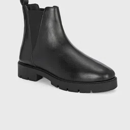 The Roadster Lifestyle Co. Women Textured Block-Heeled Chelsea Boots-image-3