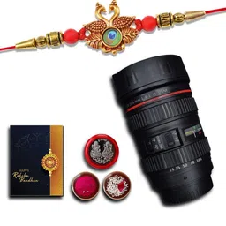 DeoDap Roli Chawal Coin Mug & Greeting Card Rakhi Gift Set-image-44