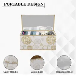 Kuber Industries White & Mustard 2 Pieces Drawer Organiser With Lid image 2
