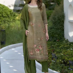 BE IN TEXO FAB Ethnic Motifs Embroidered Thread Work Kurta With Trousers & Dupatta-picture-45