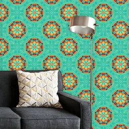 ArtzFolio Green & Orange Colored Printed UV Resistant Wallpaper-image-14