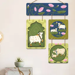 ArtVibes Green & Blue Pichwai Art Home Decorative Artwork Wall Hanging-picture-10