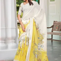 Anouk Floral Linen Blend Saree-12