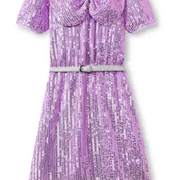 Hola Bonita Girls Print Net Fit & Flare Dress-image-74