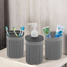 Aura Grey 3 piece Solid Plastic Soap Dispenser-picture-22