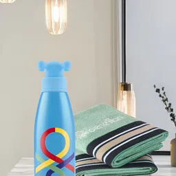 United Colors of Benetton Blue & Green 3 Pcs Bottle & Hand Towels Gift Sets-image-73