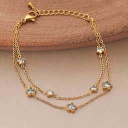 Rubans Women Cubic Zirconia Handcrafted Gold-Plated Charm Bracelet-4