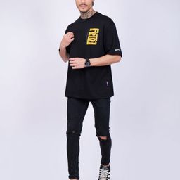 abnorml. Unisex Printed Drop-Shoulder Sleeves Applique T-shirt image 4